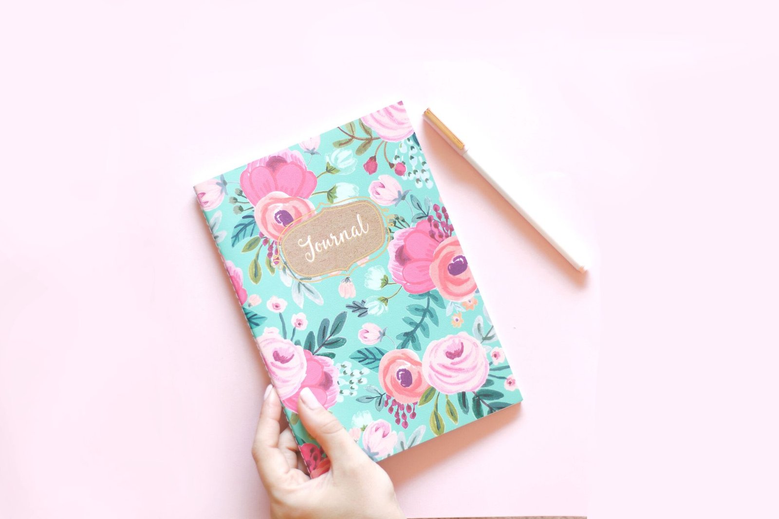 Floral Print Journal with Pen - Postpartum Journal Prompts