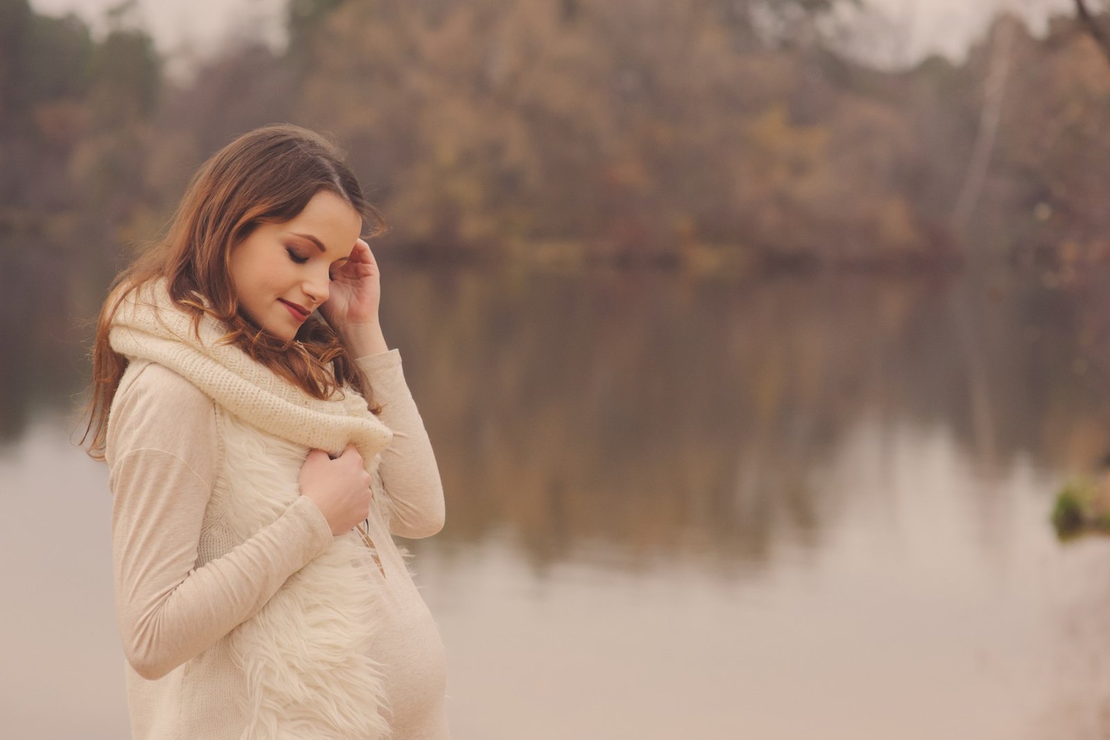 Beautiful Pregnant Woman by River